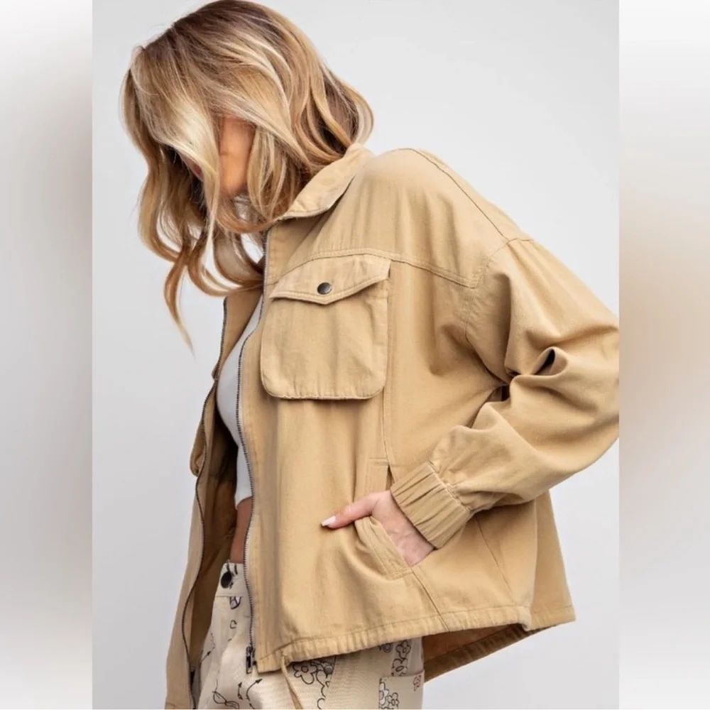 Easel Light Brown Utility Jacket for Women